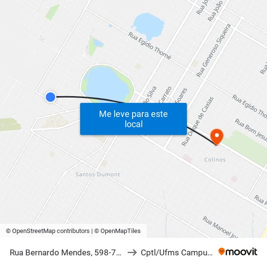 Rua Bernardo Mendes, 598-764 to Cptl/Ufms Campus I map