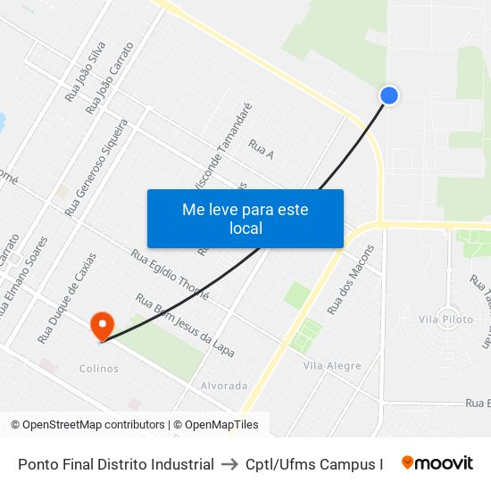 Ponto Final Distrito Industrial to Cptl/Ufms Campus I map