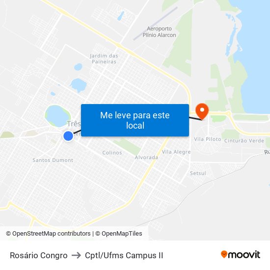Rosário Congro to Cptl/Ufms Campus II map