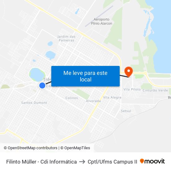 Filinto Müller - Cdi Informática to Cptl/Ufms Campus II map