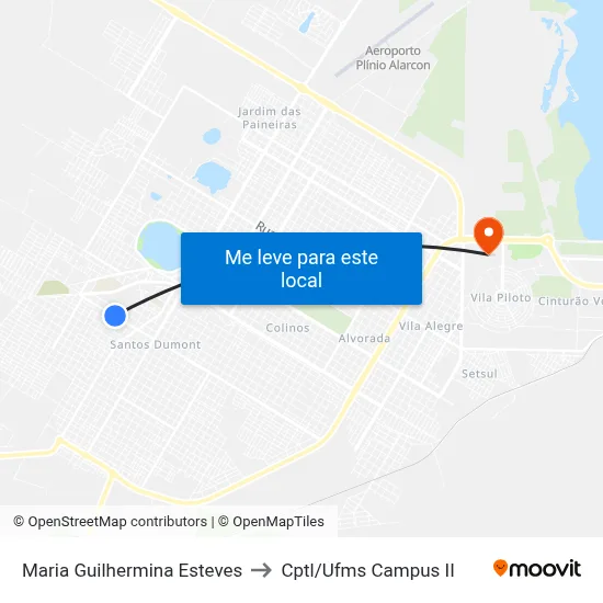 Maria Guilhermina Esteves to Cptl/Ufms Campus II map