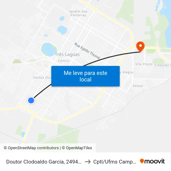 Doutor Clodoaldo García, 2494-2592 to Cptl/Ufms Campus II map