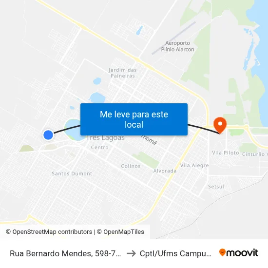 Rua Bernardo Mendes, 598-764 to Cptl/Ufms Campus II map