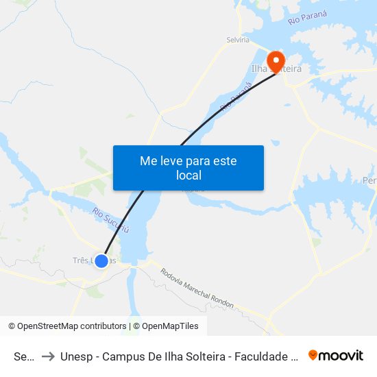 Senai to Unesp - Campus De Ilha Solteira - Faculdade De Engenharia map