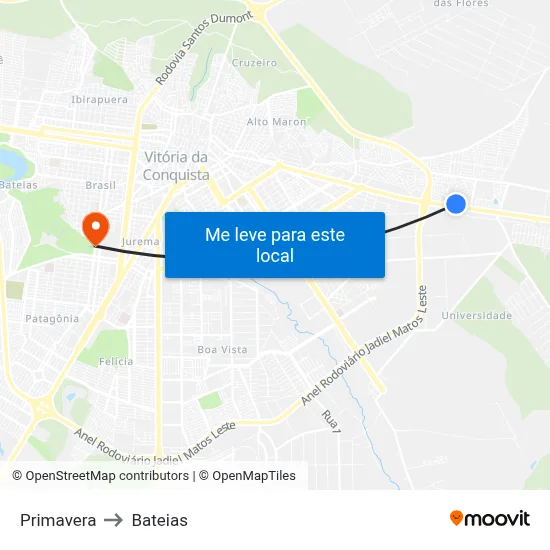 Primavera to Bateias map