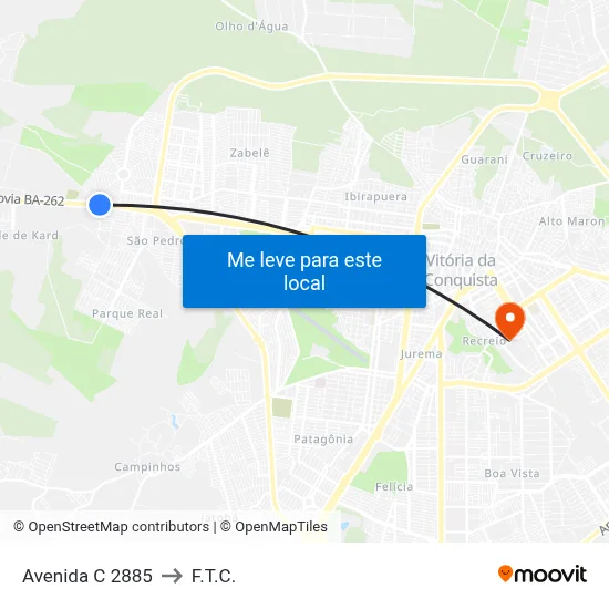 Avenida C 2885 to F.T.C. map
