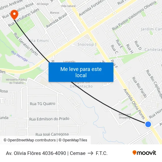 Av. Olívia Flôres 4036-4090 | Cemae to F.T.C. map