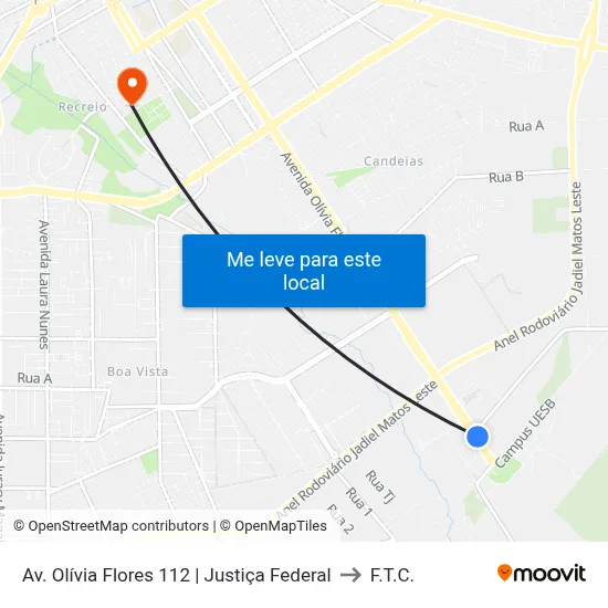 Av. Olívia Flores 112 | Justiça Federal to F.T.C. map