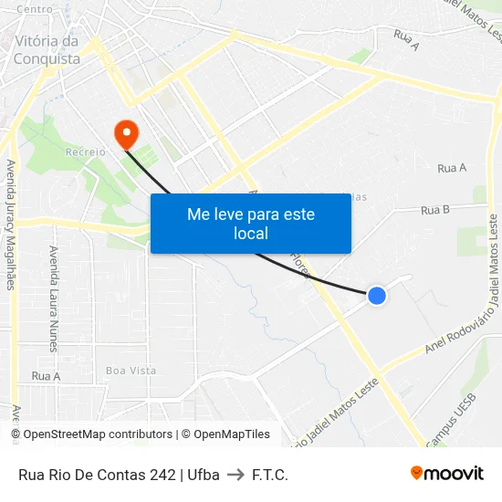 Rua Rio De Contas 242 | Ufba to F.T.C. map
