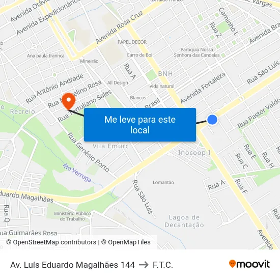 Av. Luís Eduardo Magalhães 144 to F.T.C. map