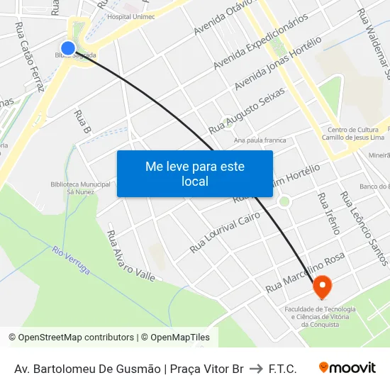 Av. Bartolomeu De Gusmão | Praça Vitor Br to F.T.C. map