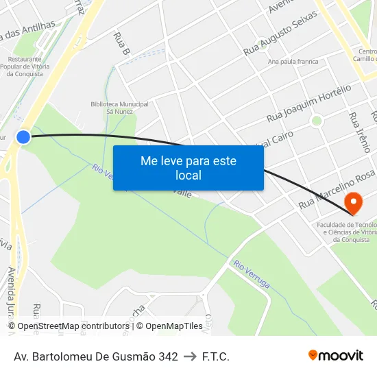 Av. Bartolomeu De Gusmão 342 to F.T.C. map