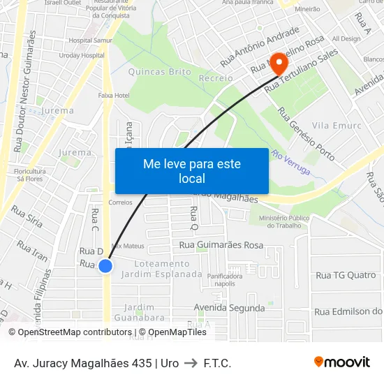 Av. Juracy Magalhães 435 | Uro to F.T.C. map