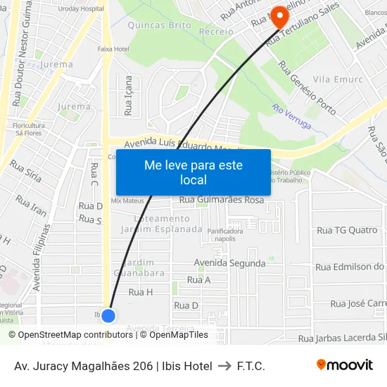 Av. Juracy Magalhães 206 | Ibis Hotel to F.T.C. map
