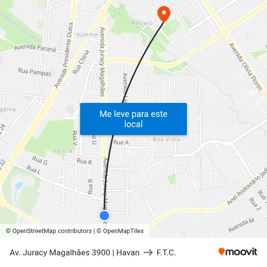 Av. Juracy Magalhães 3900 | Havan to F.T.C. map