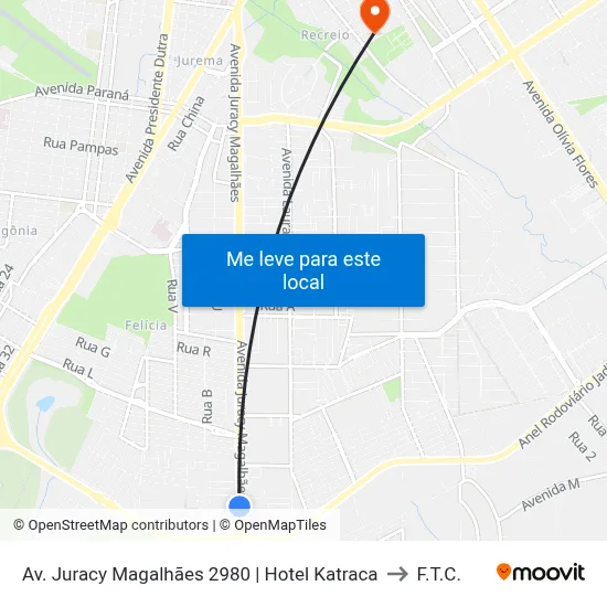 Av. Juracy Magalhães 2980 | Hotel Katraca to F.T.C. map