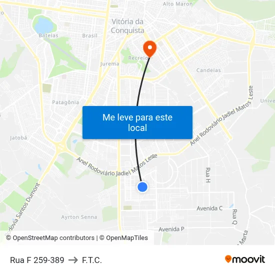Rua F 259-389 to F.T.C. map