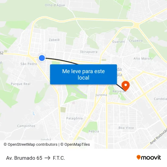Av. Brumado 65 to F.T.C. map