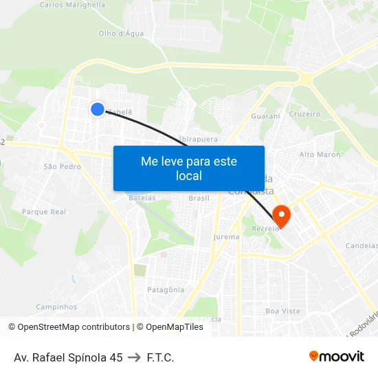 Av. Rafael Spínola 45 to F.T.C. map
