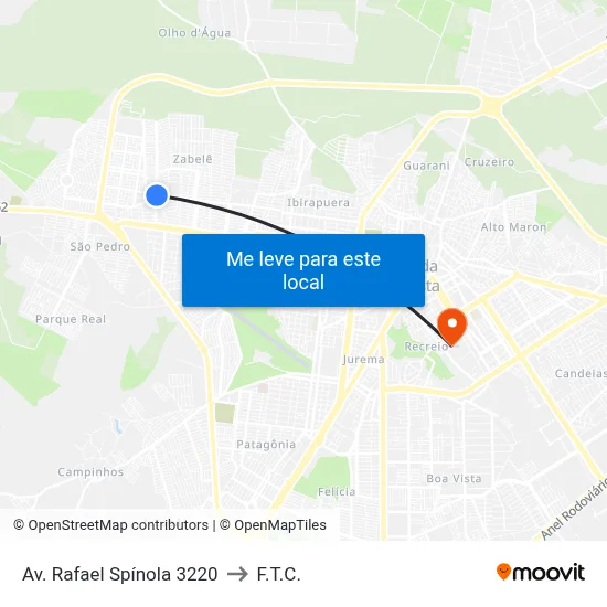 Av. Rafael Spínola 3220 to F.T.C. map