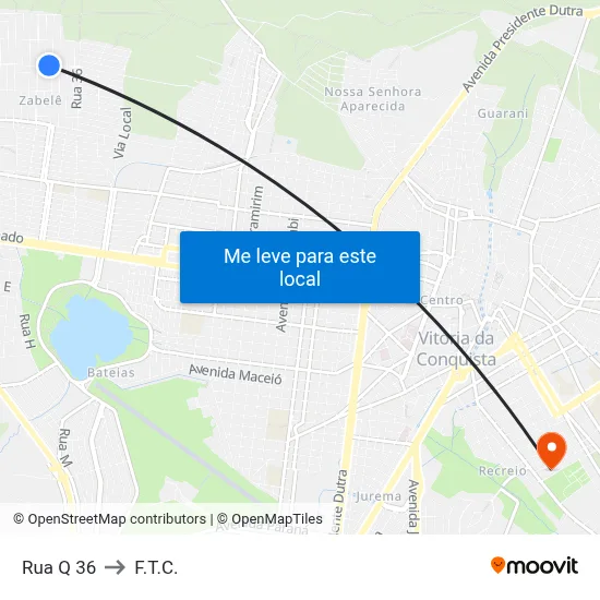 Rua Q 36 to F.T.C. map