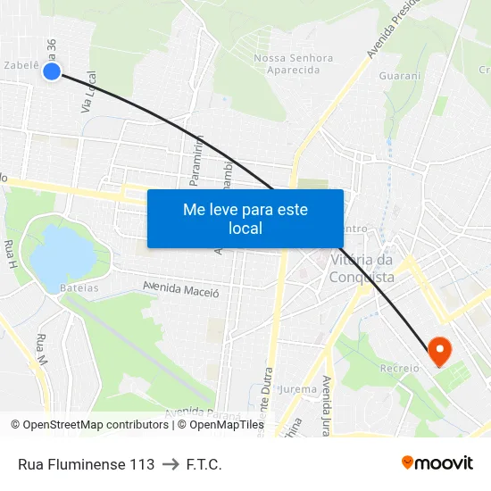 Rua Fluminense 113 to F.T.C. map