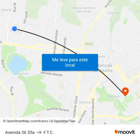 Avenida 36 55a to F.T.C. map