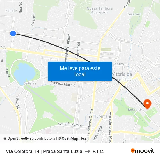 Via Coletora 14 | Praça Santa Luzia to F.T.C. map