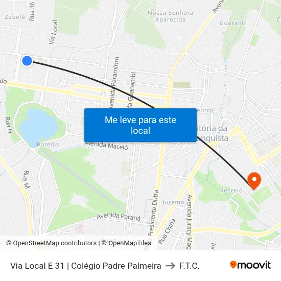 Via Local E 31 | Colégio Padre Palmeira to F.T.C. map
