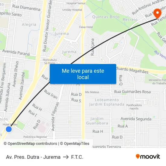 Av. Pres. Dutra - Jurema to F.T.C. map