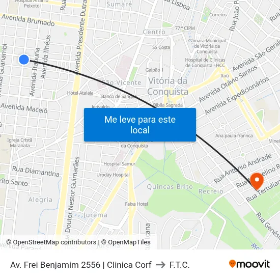 Av. Frei Benjamim 2556 | Clinica Corf to F.T.C. map
