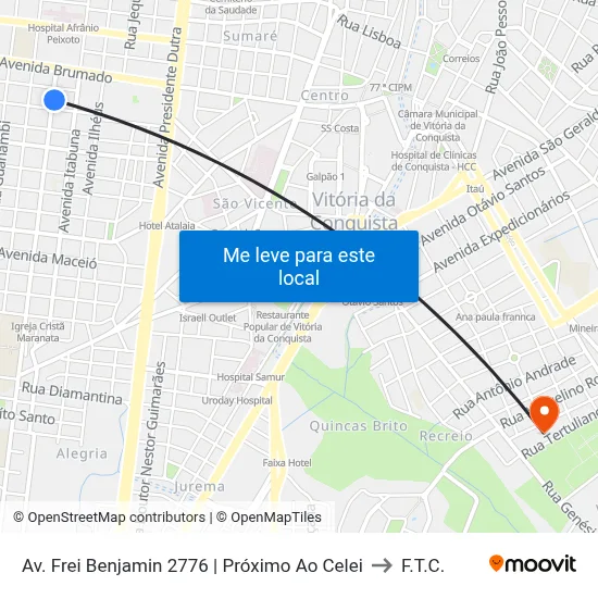 Av. Frei Benjamin 2776 | Próximo Ao Celei to F.T.C. map
