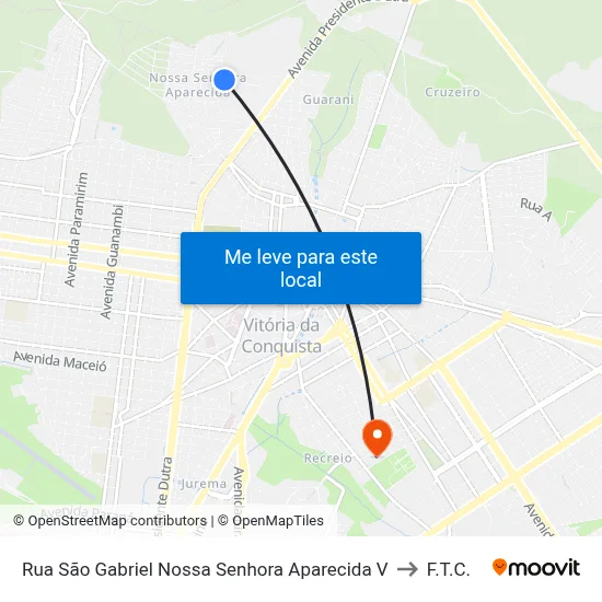 Rua São Gabriel Nossa Senhora Aparecida V to F.T.C. map