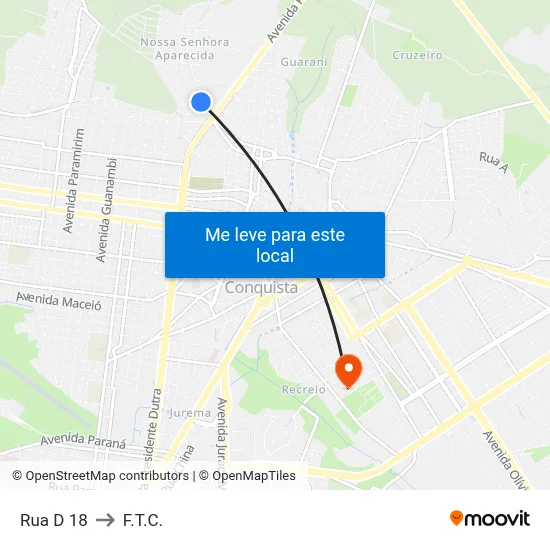 Rua D 18 to F.T.C. map