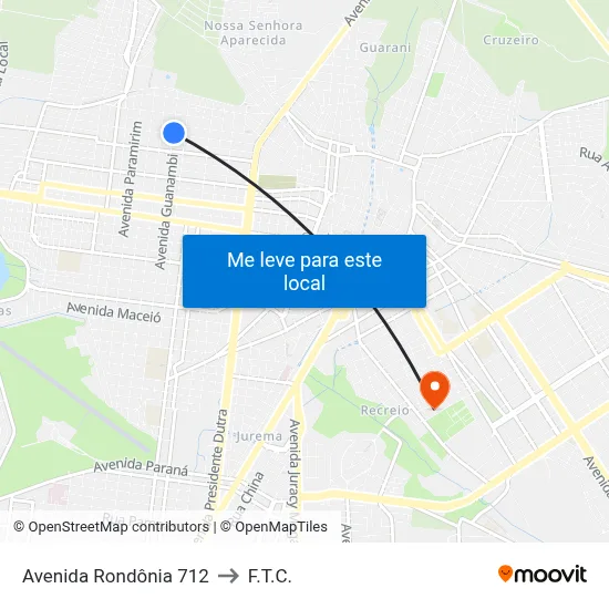 Avenida Rondônia 712 to F.T.C. map