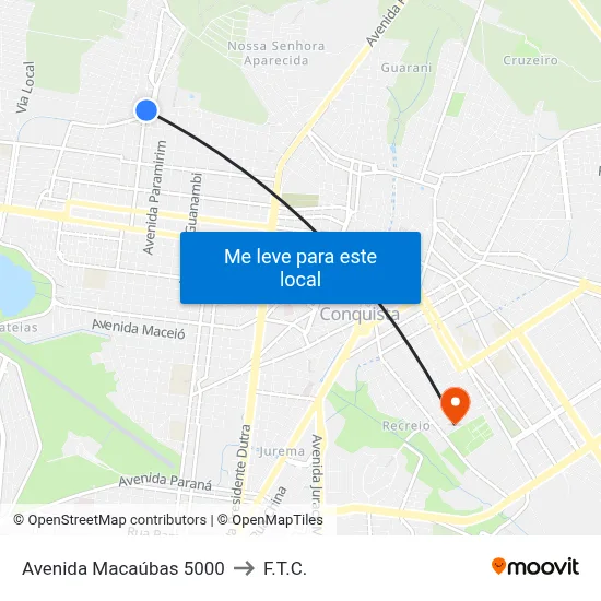 Avenida Macaúbas 5000 to F.T.C. map