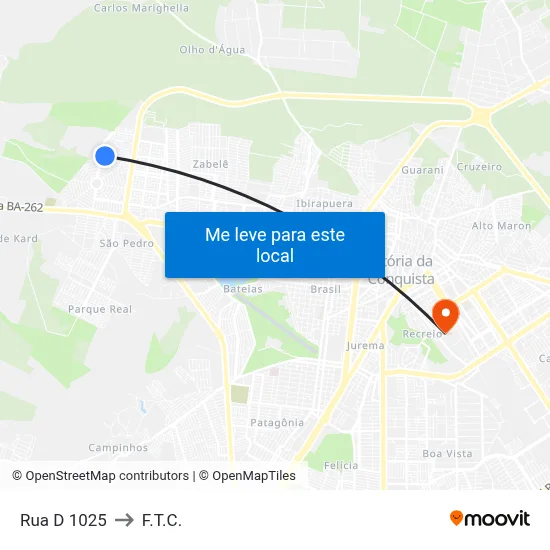 Rua D 1025 to F.T.C. map