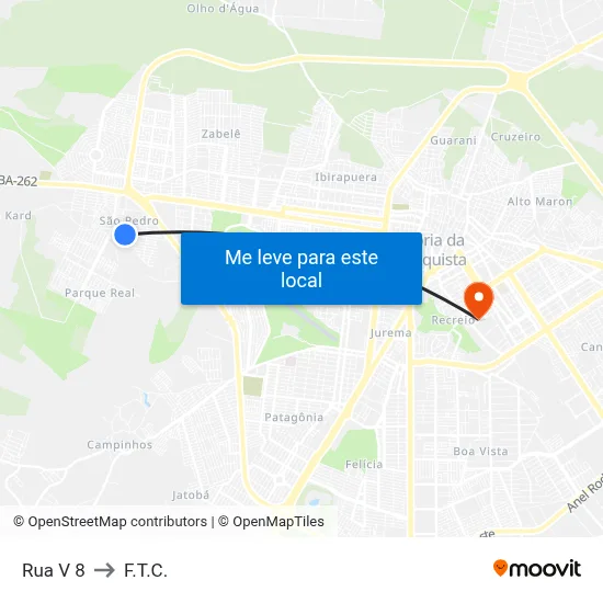 Rua V 8 to F.T.C. map