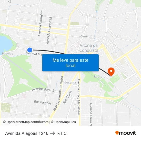 Avenida Alagoas 1246 to F.T.C. map