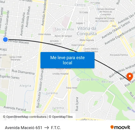 Avenida Maceió 651 to F.T.C. map