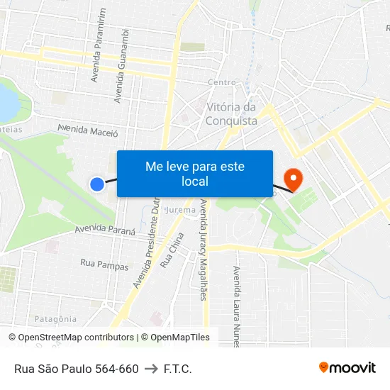 Rua São Paulo 564-660 to F.T.C. map