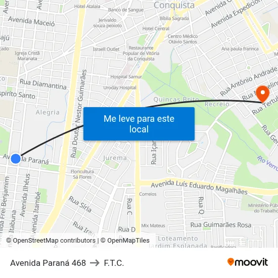 Avenida Paraná 468 to F.T.C. map