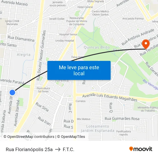 Rua Florianópolis 25a to F.T.C. map