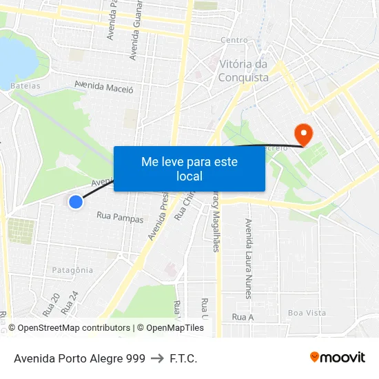 Avenida Porto Alegre 999 to F.T.C. map