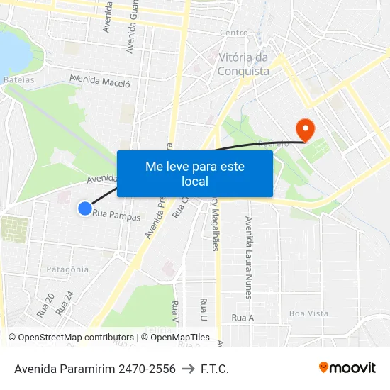 Avenida Paramirim 2470-2556 to F.T.C. map