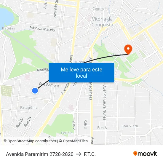 Avenida Paramirim 2728-2820 to F.T.C. map