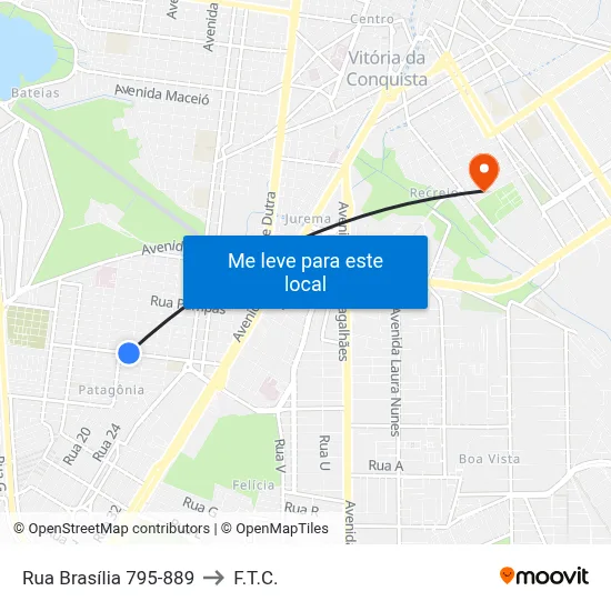 Rua Brasília 795-889 to F.T.C. map