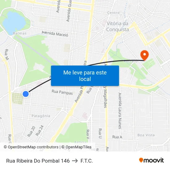 Rua Ribeira Do Pombal 146 to F.T.C. map
