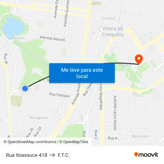 Rua Ibiassuce 418 to F.T.C. map