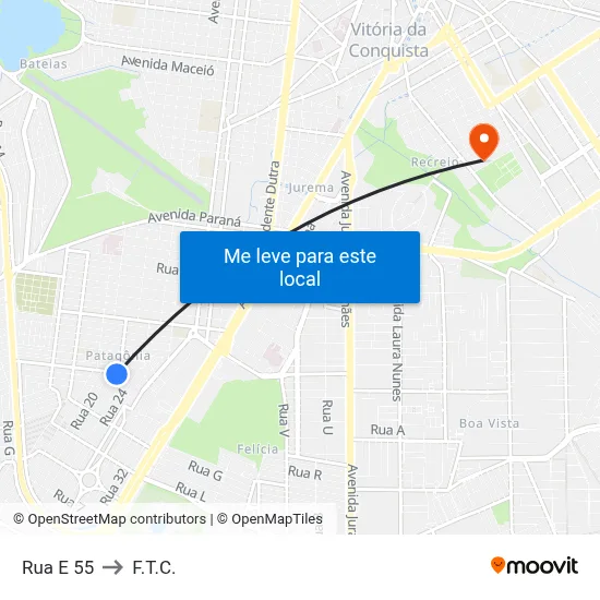 Rua E 55 to F.T.C. map